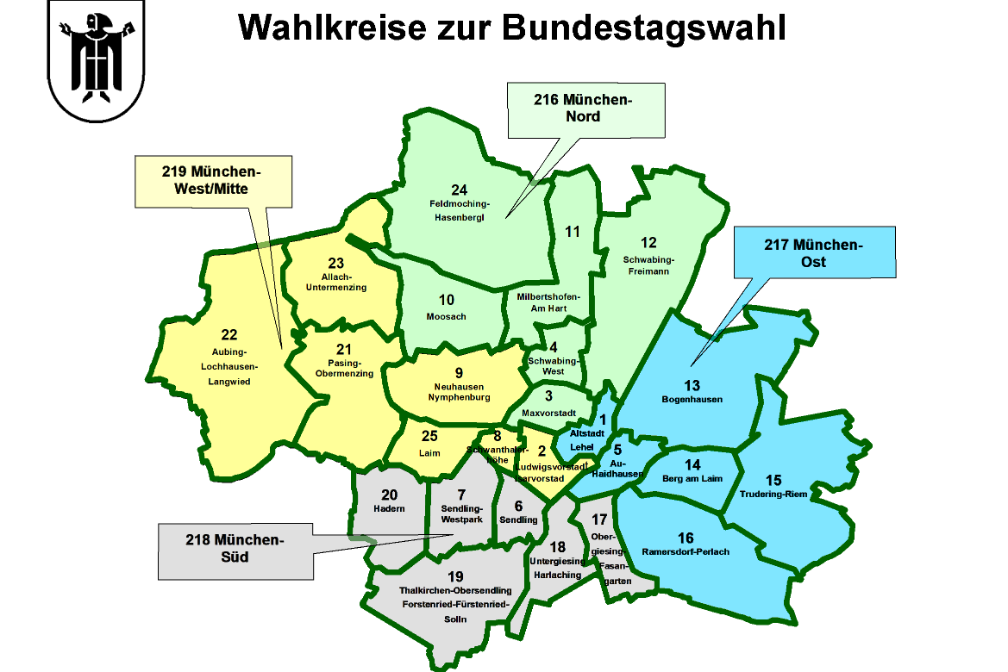 Wahlkreise in der Landeshauptstadt München