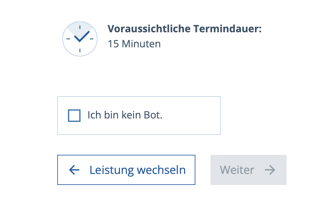 Ich bin kein Bot CAPTCHA checkbox rendered by CaptchaService in zmscitizenview