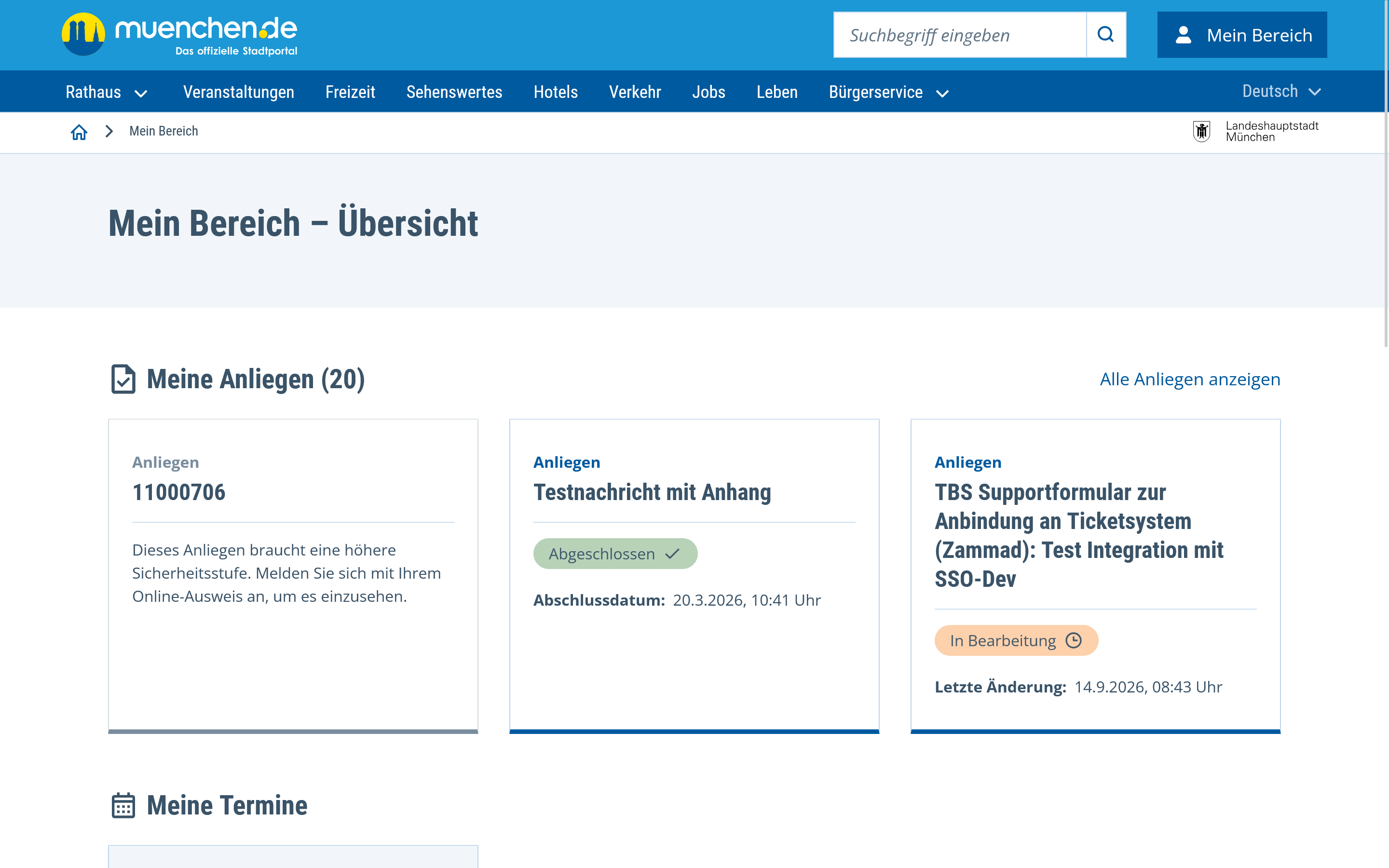 Screenshot of the overview view of the DBS