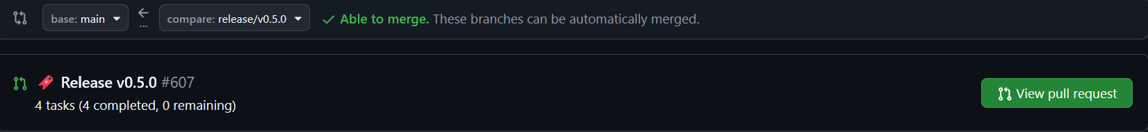 example of create/view pull request view